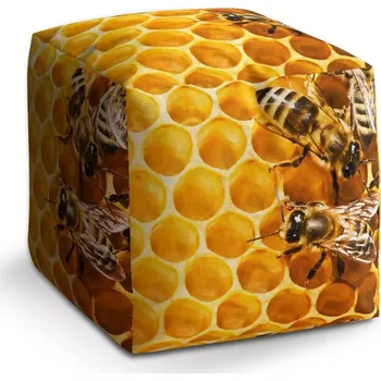 Taburet Taburet Kostka Včely: 40x40x40 cm - Sablio
