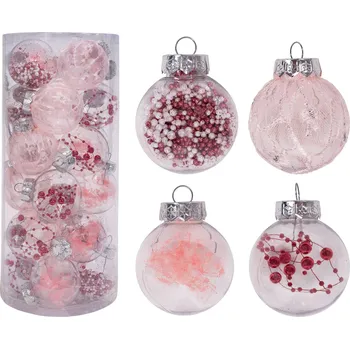 Vánoční dekorace Rea Vánoční ozdoby na stromeček růžové 24ks sysd1688-088