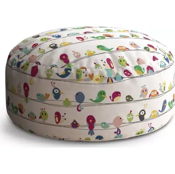 Sedací pytel Kulatý taburet Circle Ptáčci: 38x48 cm - Sablio