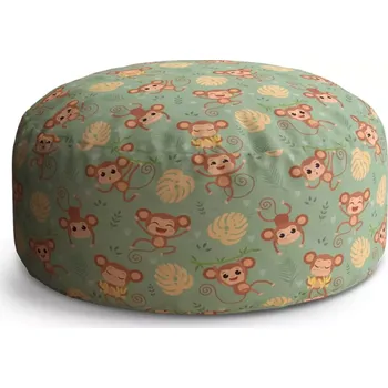 Sedací pytel Kulatý taburet Circle Roztomilé opičky: 38x48 cm - Sablio