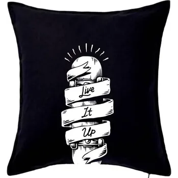 Polštář Skate live if up - Polštář 50x50 - 50x50 - Pouze potah ( Černá )