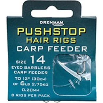 Rybářský háček Drennan návazce Pushstop H'Rig Carp Feeder Barbless vel.16 / 6lb