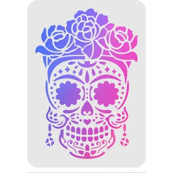 Šablona, vzor ZDOBENÁ MEXICKÁ LEBKA, 29,7X21 cm, 1 kus