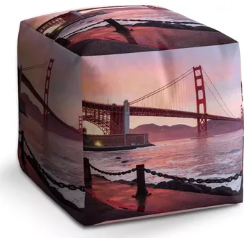 Taburet Taburet Kostka Golden Gate: 40x40x40 cm - Sablio