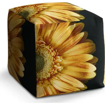 Taburet Taburet Kostka žlutá gerbera: 40x40x40 cm - Sablio