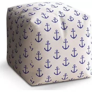 Taburet Taburet Kostka Modré kotvy: 40x40x40 cm - Sablio