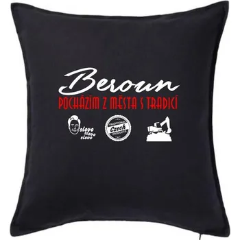 Polštář Beroun město s tradicí - Polštář 50x50 - 50x50 - Včetně výplně ( Černá )