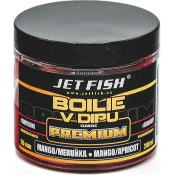 Boilies Jet Fish Boilie V Dipu Premium Clasicc Mango Meruňka 200ml Průměr: 20mm