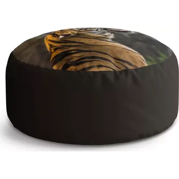 Sedací pytel Kulatý taburet Circle Řvoucí tygr: 38x48 cm - Sablio