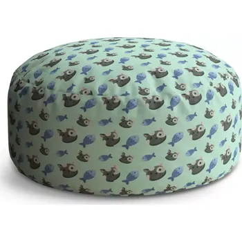 Sedací pytel Kulatý taburet Circle kočky a rybičky: 38x48 cm - Sablio