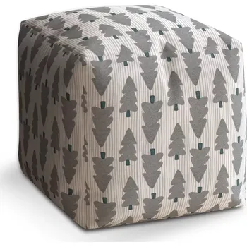 Taburet Taburet Kostka Šedé stromky: 40x40x40 cm - Sablio