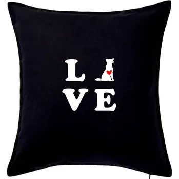 Polštář Border kolie love - Polštář 50x50 - 50x50 - Pouze potah ( Černá )