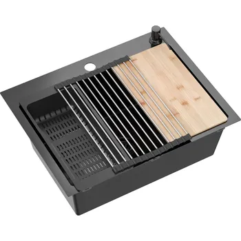 Kuchyňský dřez Quadron Luke dřez s příslušenstvím 58x45 cm ZH5845PVDBLM