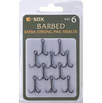 Rybářský háček E-SOX trojháčky X-Strong Pike Trebles Barbed vel. 6