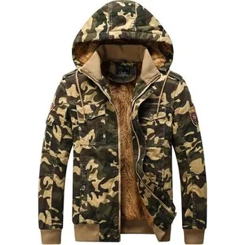 Pánský zimní kabát NADIMU Pánská maskáčová bunda zimní s kapucí a fleecovou podšívkou Žlutá 5XL