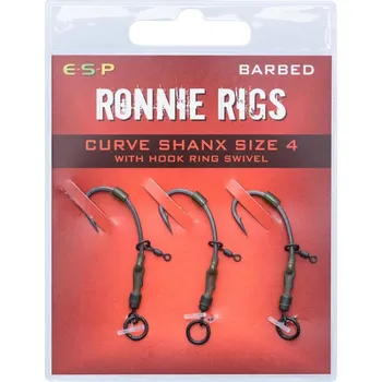 Rybářský háček ESP návazce Ronnie Rig Barbed HRS vel. 4, 3ks