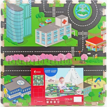 Pěnové puzzle Měkké bloky na podlahu město 118 x 118 cm