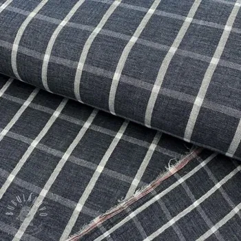 Dvojitá gázovina/mušelín Double sided Checks navy melange