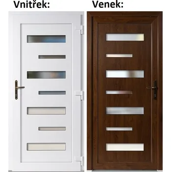 Vchodové dveře Soft Vchodové plastové dveře 6100 Zlatý dub / Bílá 100x210 cm, pravé