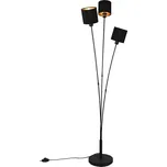 Trio Leuchten R46333979 TOMMY - Moderní trojramenná stojací lampa 3 x E14, 150cm výška / černo zlatá (Stojací lampa nejen do obýváku)