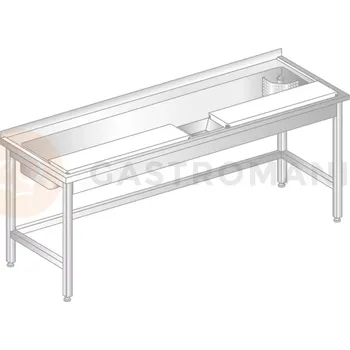 Počítačový stůl Stůl přístěnný z nerezové oceli na čištění potravin 1800x600x850 mm | DORA METAL, DM-3238