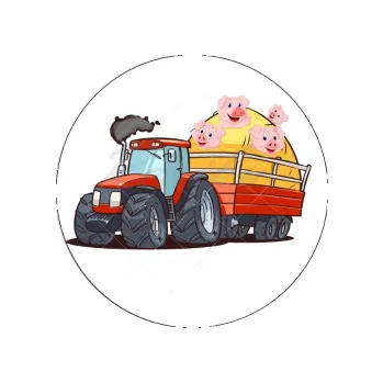 Jedlá dekorace na dort TRAKTOR S ČUNÍKY, VARIANTA Jedlý papír 573