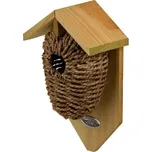 Drátěná budka pro ptáky, Esschert Design, dřevo a vodní hyacint, zeleno - hnědá