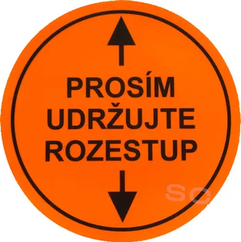 Výstražná páska Podlahové značení "PROSÍM UDRŽUJTE ROZESTUP", KRUH - Průměr 280 mm - oranžová