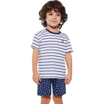 Chlapecké pyžamo Chlapecké krátké pyžamo Cornette 801/111 Marine 134/140 Bílá