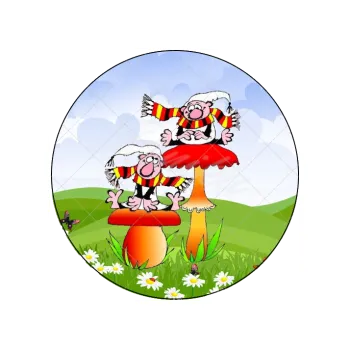 Jedlá dekorace na dort KŘEMÍLEK,VOCHOMŮRKA a houby, VARIANTA Jedlý papír 1344