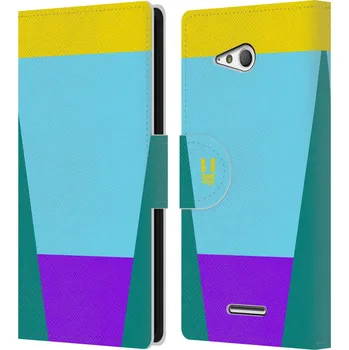 Pouzdro na mobilní telefon HEAD CASE Flipové pouzdro pro mobil SONY Xperia E4g barevné tvary nebesky modrá (HEAD CASE uzavírací magnetický obal, kryt na mobil SONY Xperia E4g barevné tvary nebesa a slunce modrý a žlutý odstín)