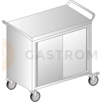 Servírovací stolek Vozík se skříňkou z nerezové oceli 1000x600x850 mm | DORA METAL, DM-3408