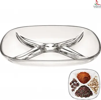 VIDIVI VIDIVI, 4 dílný skleněný servírovací podnos FENICE, 25 x 25 cm