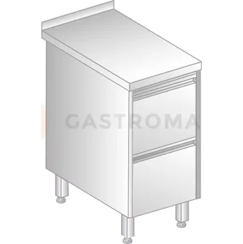 Nerezový dřez Stůl přístěnný z nerezové oceli s 2 šuplíky 400x700x850 mm | DORA METAL, DM-3109