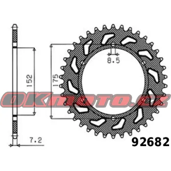 Řetězová sada pro motocykl SUNSTAR (Japonsko) Kalená rozeta SUNSTAR - Yamaha DT 125 R, 125ccm - 90>03