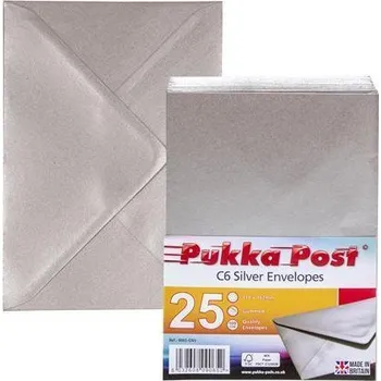 Obálka Obálky "Silver", stříbrná, C6, pogumovaný povrch, PUKKA PAD 9065-ENV