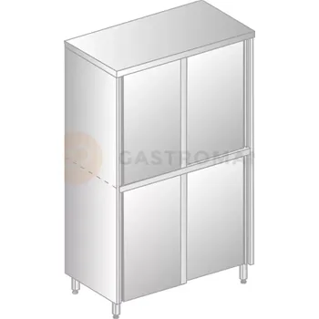 Zahradní skříň Dvojitá průchozí skříň z nerezové oceli s posuvnými dveřmi, dělenou komorou a policemi 1400x500x2000 mm | DORA METAL, DM-3309.01