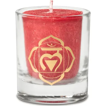 Svíčka Milujeme Kameny 1. čakra - skořice, muškátový oříšek, hřebíček - Čakrová vonná svíčka 24484