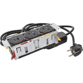 Elektrická zásuvka LEGRAND Blok DISQIN 2X2P+T USB A+C černý zásuvkový 654744