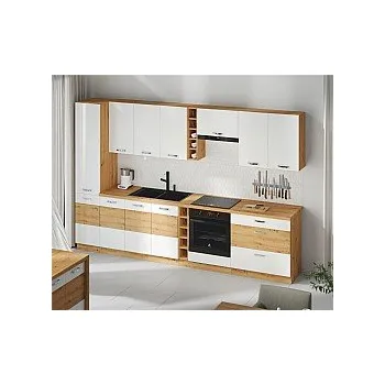 Kuchyňská linka Kuchyňská linka ARTISAN 17 - 315 cm dvířka bílé lesklé / korpus dub artisan