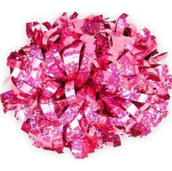 Úložný box Holografický POMPON CRYSTAL jednobarevný + vak na pompony ZDARMA ke každému páru - TMAVĚ RŮŽOVÝ / 20 cm