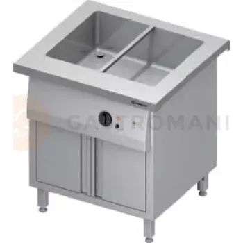 Zahradní skříň Stůl s vodní lázní 2xGN 1/1, jednokomorový, křídlová dvířka, ohřívací skříň, vrchní deska ze žuly | STALGAST, ST 224