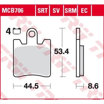 Motodíl Přední brzdové destičky TRW / Lucas SYM GTS 250 Joymax Sport 2016 - 2017 směs SRM