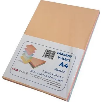 Barevný papír Barevné papíry, A4, 5 pastelových barev