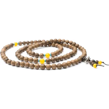 Náhrdelník Milujeme Kameny Dřevěné korálky - mála - žíhané světlé 107944