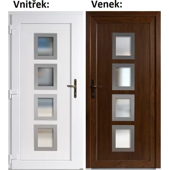 Vchodové dveře Soft Vchodové plastové dveře 010 INOX Zlatý dub / Bílá 88x198 cm, levé