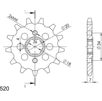 Řetězová sada pro motocykl SUPERSPROX Řetězové kolečko SUPERSPROX CST-329:14 14 zubů, 520