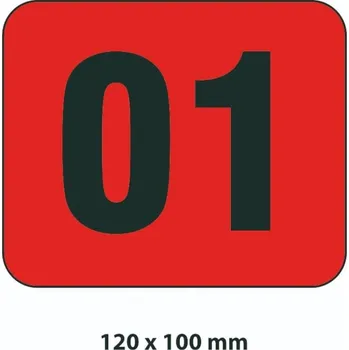 Samolepicí značení skladovacích míst – polykarbonát, červeno-bílá, 120×100 mm