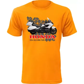 Pánské tričko s motorkou Honda 2024 Gold Wing Tour oranžové