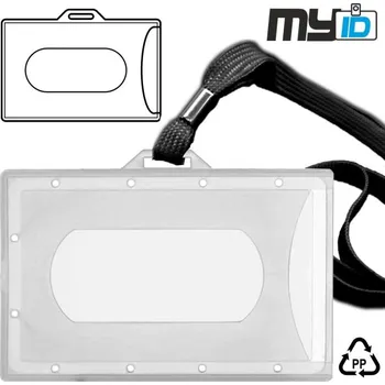 Obal na kartičku Obal IDP - na 1 kartu 54x86 na šířku, šňůrka na krk, černá 1ks